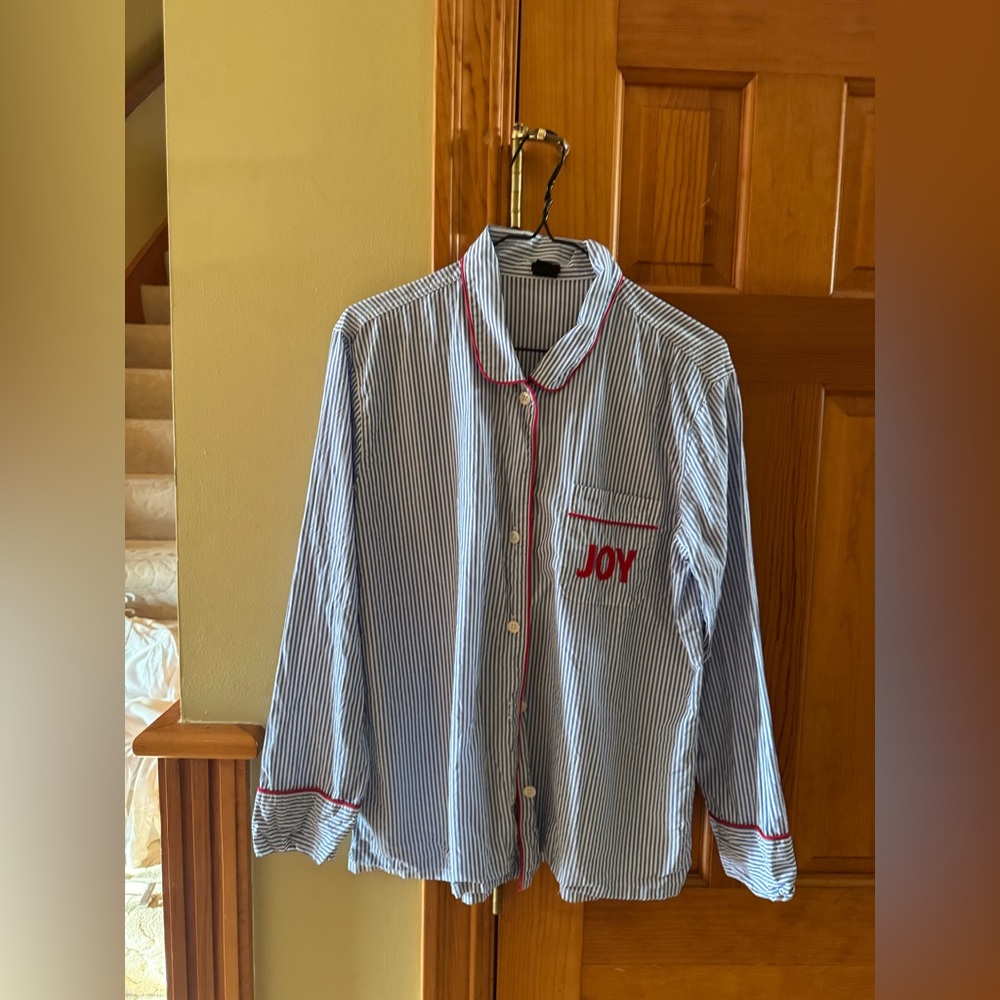 J. Crew Blue and White Striped Shirt